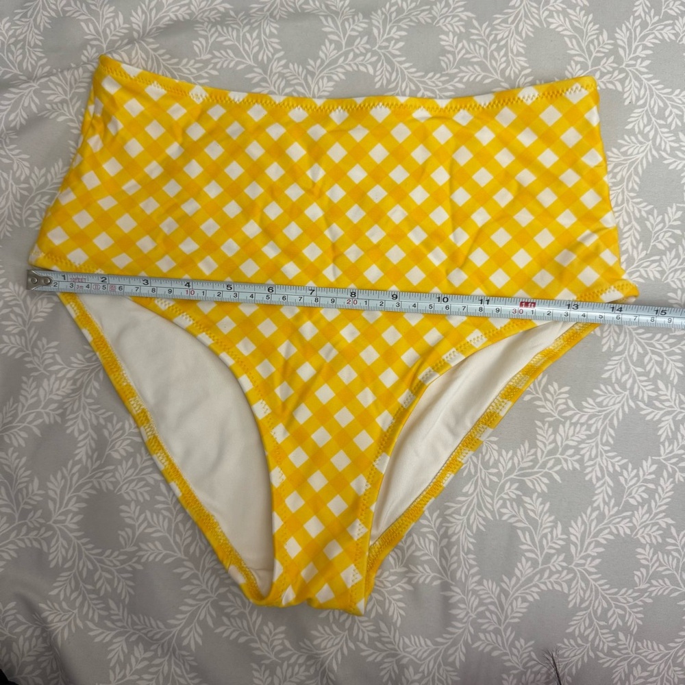 High Waist Gingham Yellow Swim Bottom - Picture 10 of 10